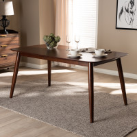 Baxton Studio Flora-Walnut-DT Edna Mid-Century Modern Walnut Finished Wood Dining Table